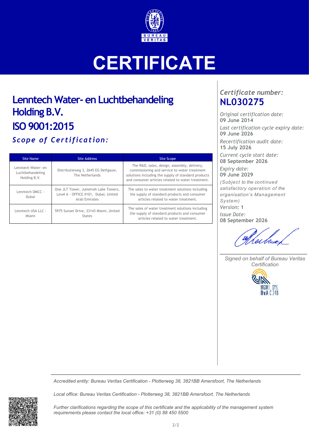 ISO 9001:2015 - certificate - page 2/2