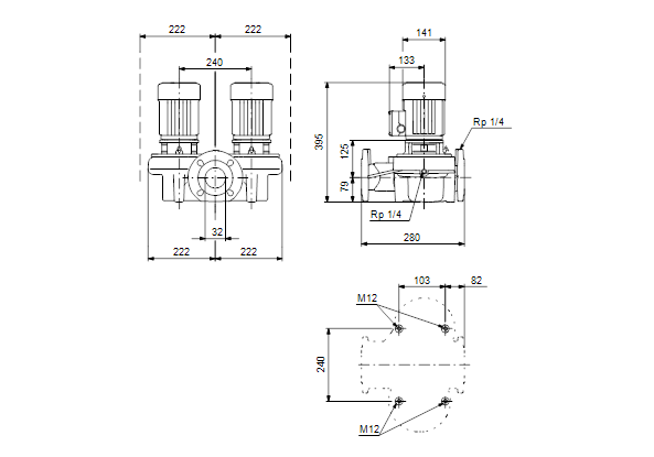 Pompe Grundfos TP 32-150/2 - 0,37 KW, Tête Unique En Ligne, 415V, Neuve, Référence 3329